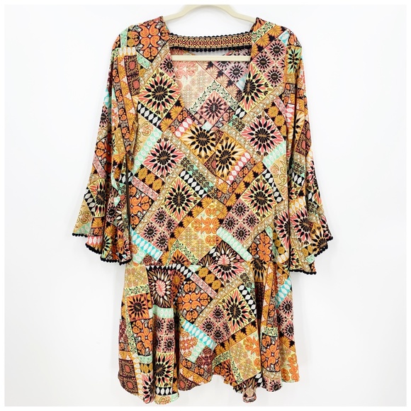 Uncle Frank Boho Drop Waist Bell Sleeve Dress Sz S - Picture 3 of 16